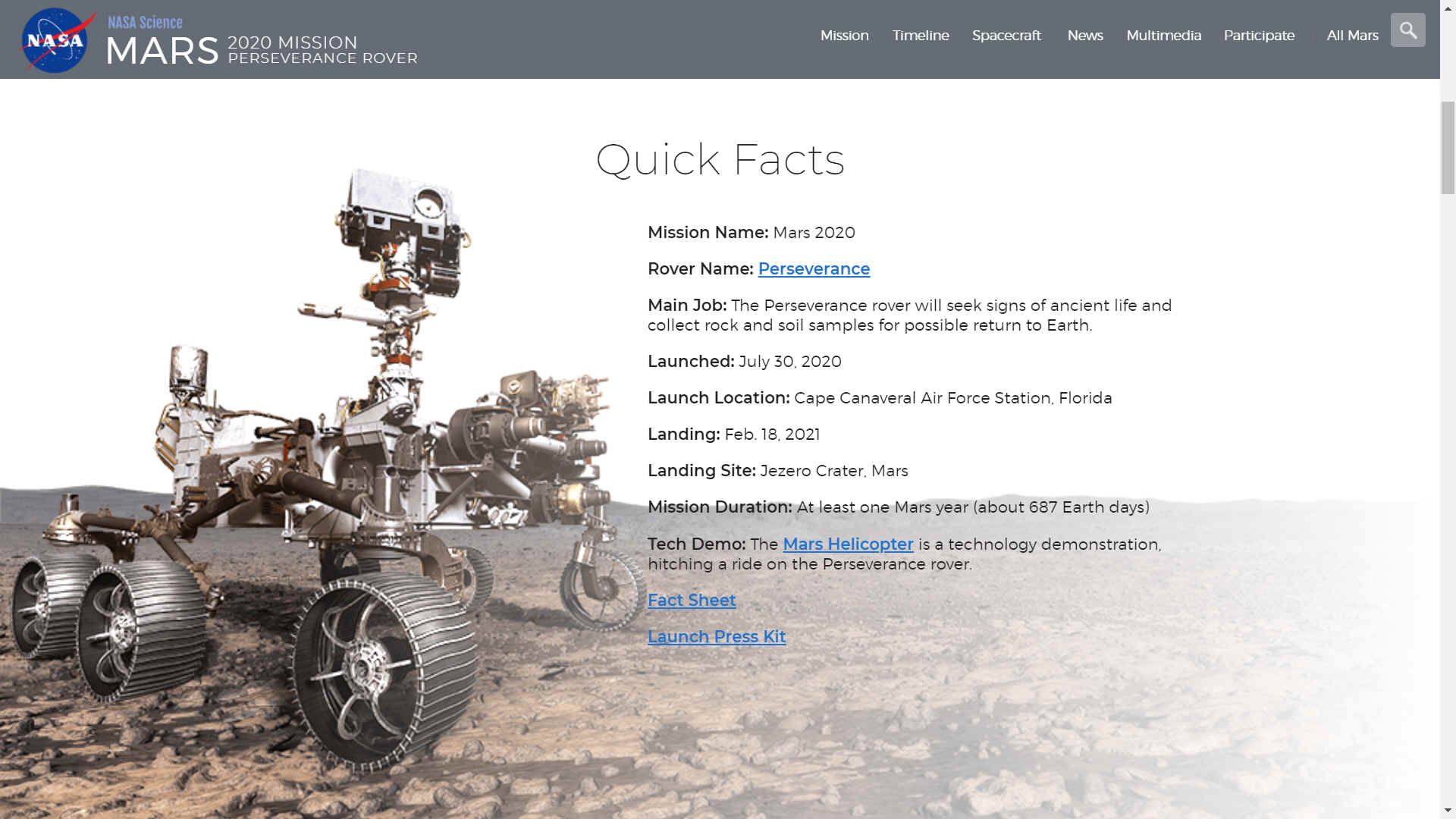 NASA Mars rovercar sized robotic planetary explorer